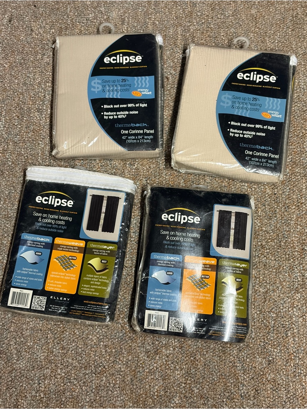 Eclipse Window Thermal Panels Set - Beige and Black